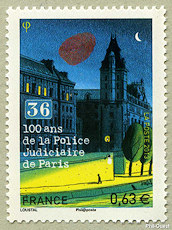 Image du timbre 100 ans de la Police Judiciaire de Paris-36 quai des Orfèvres