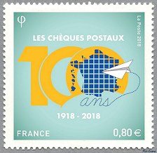 Image du timbre Les Chèques Postaux 100 ans