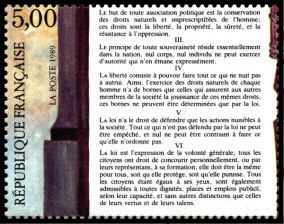 Image du timbre PhilexFrance 89 
-
Déclaration des Droits de l'Homme et du CitoyenArticles II à VI