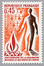 Image du timbre XXVème anniversaire de la Déclaration Universelle des Droits de l'Homme