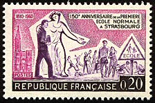 Image du timbre 150e anniversaire de la première École Normale à Strasbourg