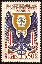 Image du timbre Centenaire École d'Horlogrie 1862-1962-Besançon UTINAM
