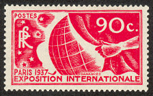 Image du timbre Exposition internationale de Paris 90c rose-carmin