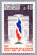 Image du timbre 50ème anniversaire de la Flamme sous l'Arc de Triomphe