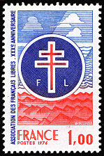 Image du timbre 30ème anniversaire de l'Association des Français Libres