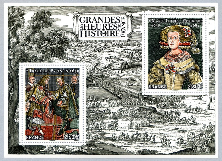 Image du timbre Le traité des Pyrénées et Marie-Thèrèse d'Autriche