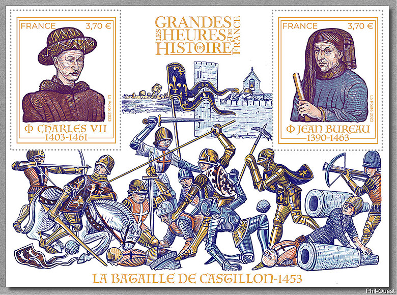Image du timbre La bataille de Castillon 1453
-
Charles VII 1403-1461 et Jean Bureau 1390-1463