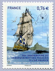 Image du timbre 300e Anniversaire du débarquement des Français à  l'Île Maurice