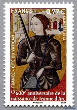 Image du timbre 600ème anniversaire de la naissance de-Jeanne d'Arc