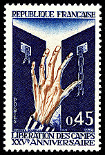 Image du timbre 25ème anniversaire de la libération des camps