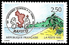 Image du timbre 150ème anniversaire du rattachement volontaire de Mayotte à la France
