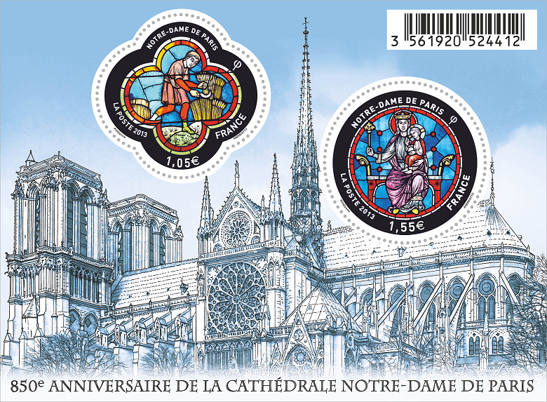 Image du timbre 850e anniversaire de la cathédrale Notre-Dame de Paris - Le bloc-feuillet
