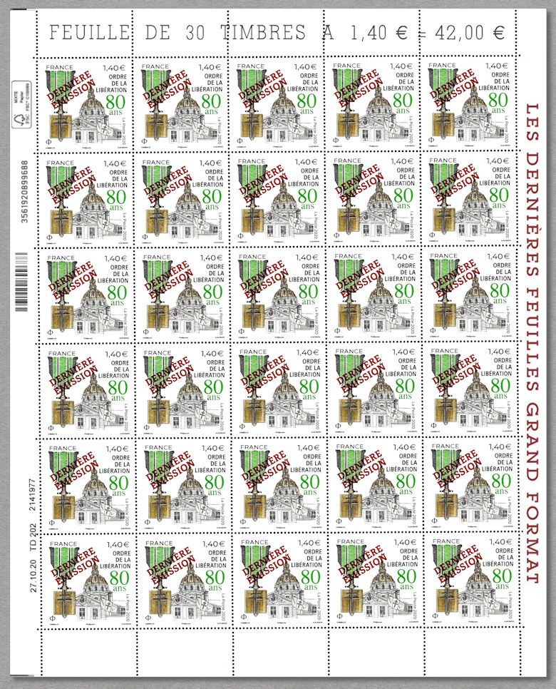 Image du timbre Ordre de la Libération 80 ans - Les dernières feuilles grand format