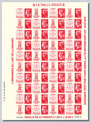 Image du timbre Feuille de 40 timbres en taille-douce