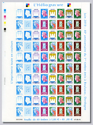 Image du timbre Feuille de 40 timbre en héliogravure