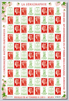 Image du timbre Feuille de 40 timbres en sérigraphie