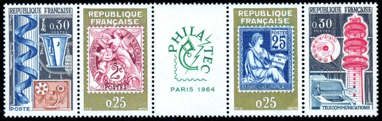 Image du timbre Bande de 4 timbres Philatec Paris 64