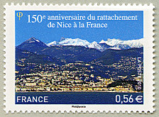 Image du timbre 150ème anniversaire du-rattachement de Nice à la France