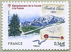 Image du timbre Rattachement de la Savoie à la France-Traité de Turin 1860