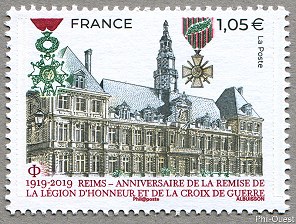 Image du timbre 1919-2019 Reims - Anniversaire de la remise de la Légion d'Honneur et de la Croix de Guerre