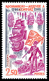 Image du timbre Rochambeau - Arrivée à Newport 1780-1980