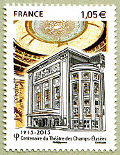 Image du timbre Centenaire du Théâtre des Champs-Elysées-1913-2013 Décalage des couleurs