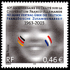 Image du timbre 40ème anniversaire du traité sur la  coopération franco-allemande40 Jahre vertrag über die Deutsch-Französische zusammenarbeit1963-2003
