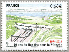 Image du timbre 20 ans du lien fixe sous la Manche 1994-2014