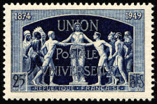 Image du timbre 75ème anniversaire de l'U.P.U - 25F bleu