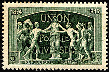 Image du timbre 75ème anniversaire de l'U.P.U - 5F vert