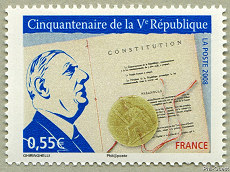 Image du timbre Cinquantenaire de la Vème République