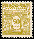 Image du timbre Arc de Triomphe de Paris 50c jaune-olive