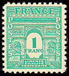 Image du timbre Arc de Triomphe de Paris 1F vert