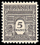 Image du timbre Arc de Triomphe de Paris 5F gris-noir