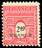 Image du timbre Arc de Triomphe de Paris 2,40F rose-carminé et noir