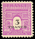 Image du timbre Arc de Triomphe de Paris 3F lilas et noir-