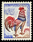 Image du timbre Coq de Decaris 0F25 pour roulette n° vert au verso