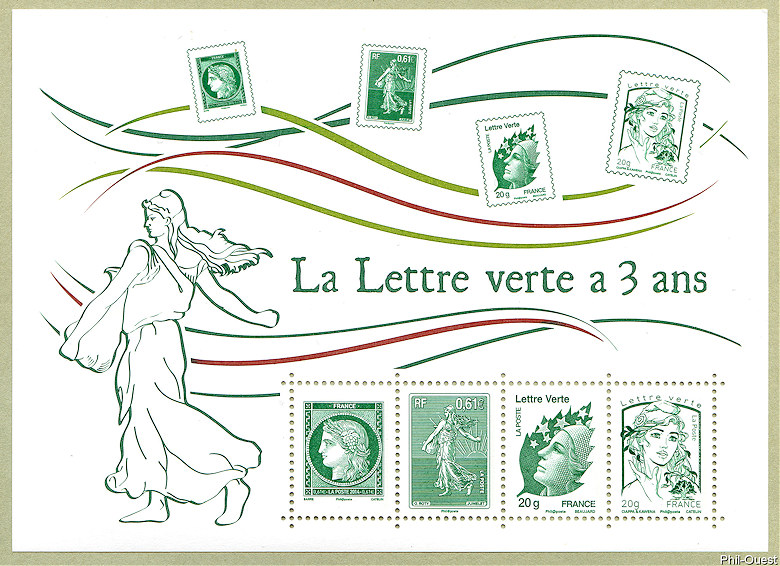 Image du timbre Le bloc-feuillet «La Lettre Verte a 3 ans»