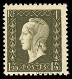 Image du timbre 1F20 vert olive