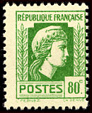 Image du timbre 80 c vert-jaune