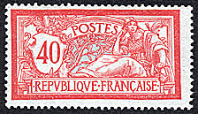 Image du timbre Merson 40 c rouge et bleu 