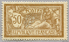 Image du timbre Merson 50 c brun et gris