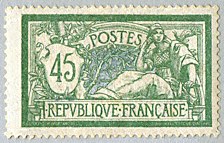 Image du timbre Merson 45c vert et bleu