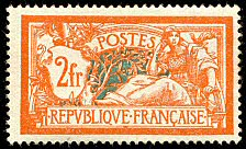 Image du timbre Merson 2 F orange et vert-bleu