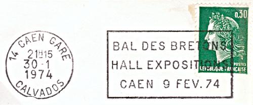 Centre de tri postal de Caen-Gare
Flamme d´oblitération du bal des bretons de Caen