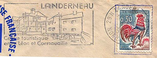 Flamme d´oblitération de Landerneau
«Centre touristique entre Léon et Cornouaille»