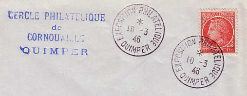 Timbre à date temporaire de Quimper
Exposition philatélique de Quimper