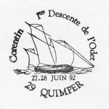 Timbre à date commémoratif de Quimper«Corentin - 1ère descente de l'Odet 27-28 juin 92»