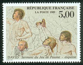 Le Serment du Jeu de Paume» - Esquisse de Jacques-Louis David (1748-1825) -  Timbre de 1989