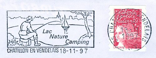Flamme d´oblitération de Châtillon en Vendelais
«Lac Nature Camping»